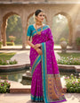 Lassitude Purple Paithani Silk Saree With Gossamer Blouse Piece