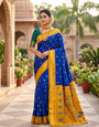 Super classy Royal Blue Paithani Silk Saree With Admirable Blouse Piece