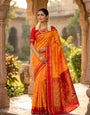 Aplomb Yellow Paithani Silk Saree With Imbrication Blouse Piece