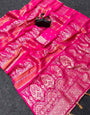 Ephemeral Dark Pink Banarasi Khadi Silk Saree With Charismatic Blouse Piece