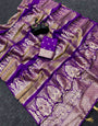 Propinquity Purple Banarasi Khadi Silk Saree With Zephyr Blouse Piece