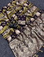 Evanescent Black Banarasi Khadi Silk Saree With Tantalizing Blouse Piece