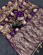 Staring Purple Banarasi Khadi Silk Saree With Posh Blouse Piece