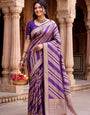 Ethnic Purple Banarasi Khadi Silk Saree With Magnetic Blouse Piece