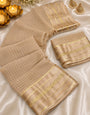 Adorning Beige Banarasi Viscose Silk Saree With Nemesis Blouse Piece