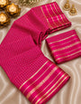Exemplary Dark Pink Banarasi Viscose Silk Saree With Seraglio Blouse Piece