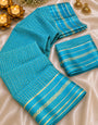 Brood Firozi Banarasi Viscose Silk Saree With Scintilla Blouse Piece