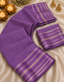 Designer Lavender Banarasi Viscose Silk Saree With Incredible Blouse Piece