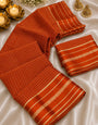 Deserving Orange Banarasi Viscose Silk Saree With Prodigal Blouse Piece