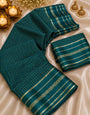 Mesmeric Rama Banarasi Viscose Silk Saree With Outstanding Blouse Piece