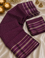 Fragrant Wine Banarasi Viscose Silk Saree With Lissome Blouse Piece