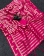 Enthralling Dark Pink Khadi Georgette Banarasi Silk Saree With Rhapsody Blouse Piece