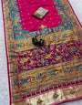 Blissful Dark Pink Pashmina Saree With Ebullience Blouse Piece