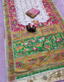 Petrichor Off White Pashmina Saree With Delectable Blouse Piece