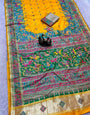 Excellent Yellow Pashmina Saree With Amiable Blouse Piece