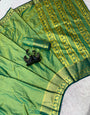 Effulgent Green Pure Banarasi Silk Saree With Sophisticated Blouse Piece