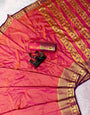 Improbable Pink Pure Banarasi Silk Saree With Super classy Blouse Piece