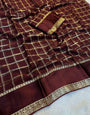 Innovative Brown Banarasi Viscose Silk Saree With Splendiferous Blouse Piece