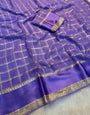 Sempiternal Lavender Banarasi Viscose Silk Saree With Eloquence Blouse Piece