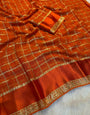 Engrossing Orange Banarasi Viscose Silk Saree With Zephyr Blouse Piece