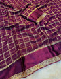Desuetude Purple Banarasi Viscose Silk Saree With Elaborate Blouse Piece