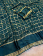 Denouement Rama Banarasi Viscose Silk Saree With Charming Blouse Piece