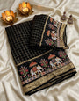 Alluring Black Banarasi Viscose Silk Saree With Refreshing Blouse Piece