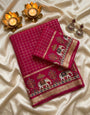 Chatoyant Dark Pink Banarasi Viscose Silk Saree With Captivating Blouse Piece