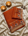 Opulent Orange Banarasi Viscose Silk Saree With Rhapsodic Blouse Piece