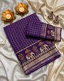 Beauteous Purple Banarasi Viscose Silk Saree With Luxuriant Blouse Piece