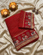 Extraordinary Red Banarasi Viscose Silk Saree With Classy Blouse Piece