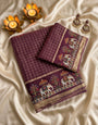 Smart Wine Banarasi Viscose Silk Saree With Prettiest Blouse Piece