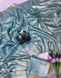 Jubilant Firozi Banarasi Tissue Silk Saree With Pretty Blouse Piece