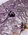 Imaginative Lavender Banarasi Tissue Silk Saree With Resplendent Blouse Piece
