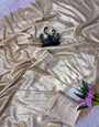 Majestic Beige Banarasi Tissue Silk Saree With Diaphanous Blouse Piece