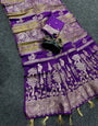 Cynosure Purple Khadi Georgette Banarasi Silk Saree With Quixotic Blouse Piece