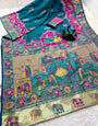Palimpsest Rama Pashmina Saree With Demure Blouse Piece