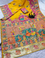 Flattering Yellow Pashmina Saree With Enamoring Blouse Piece