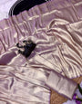 Amiable Lavender Banarasi Tissue Silk Saree With Flameboyant Blouse Piece