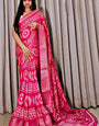 Lipstick Pink Printed Dola Silk Saree