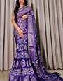 Cloud Burst Blue Printed Dola Silk Saree