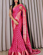 Cherry Pink Printed Dola Silk Saree