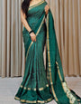 Gable Green Printed Dola Silk Saree