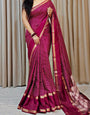 Dark Maroon Printed Dola Silk Saree