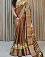 Pale Brown Printed Dola Silk Saree