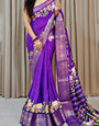 Jam Purple Printed Dola Silk Saree