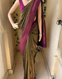 Fantabulous Mehndi Soft Silk Saree With Ethereal Blouse Piece