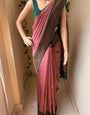 Snappy Pink Soft Silk Saree With Scrupulous Blouse Piece