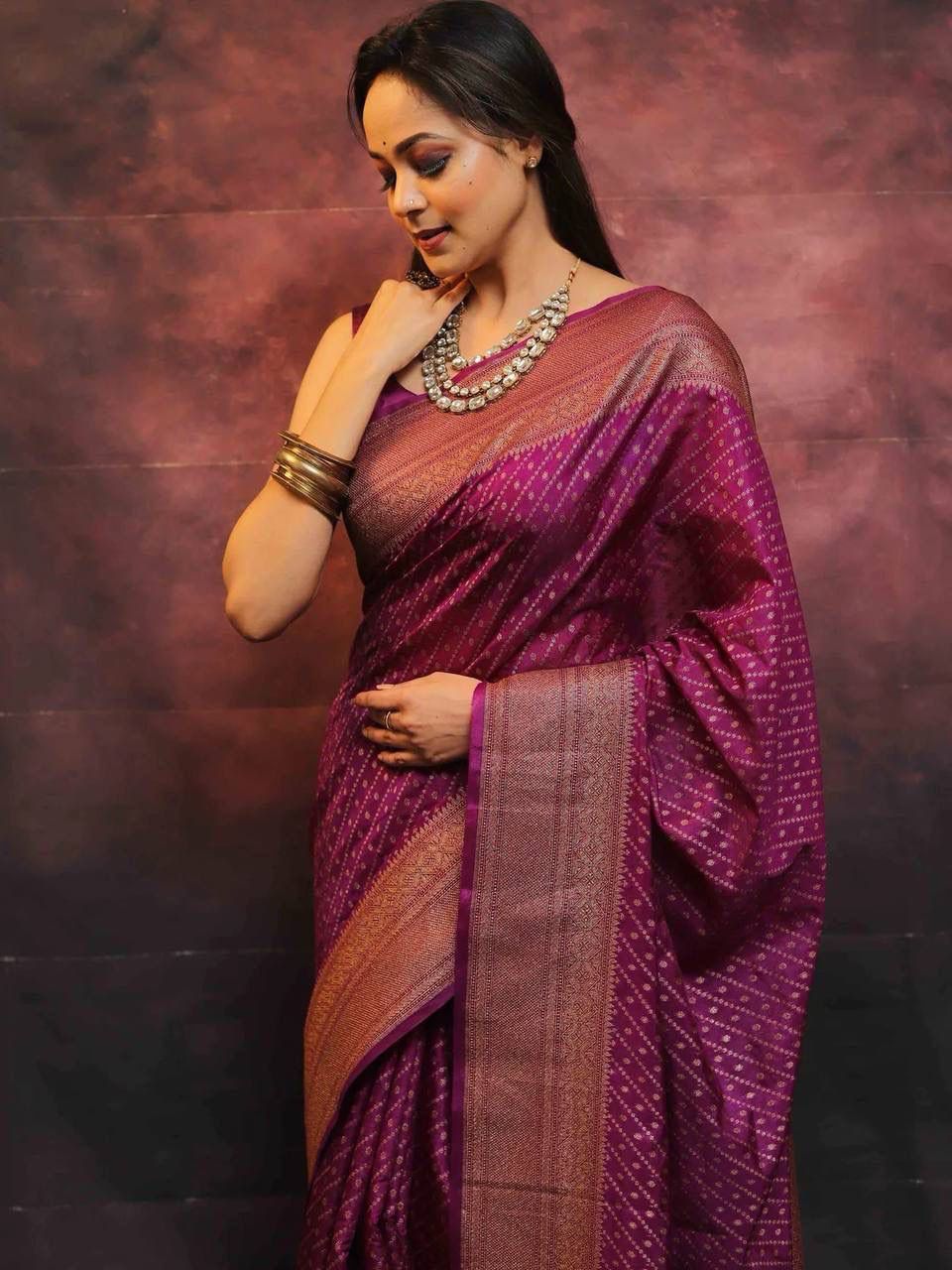 Smashing Purple Soft Silk Saree With Scrupulous Blouse Piece