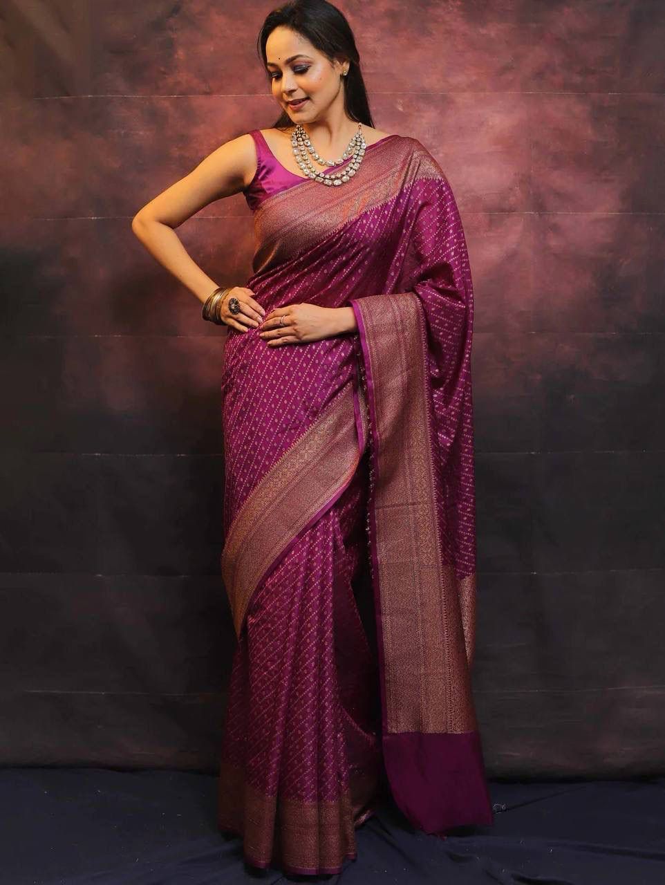 Smashing Purple Soft Silk Saree With Scrupulous Blouse Piece
